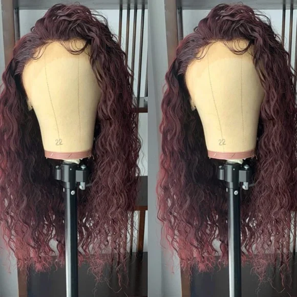 - 💫22” BURGUNDY BEACH WAVY LACE FRONT WIG💫 *NWT